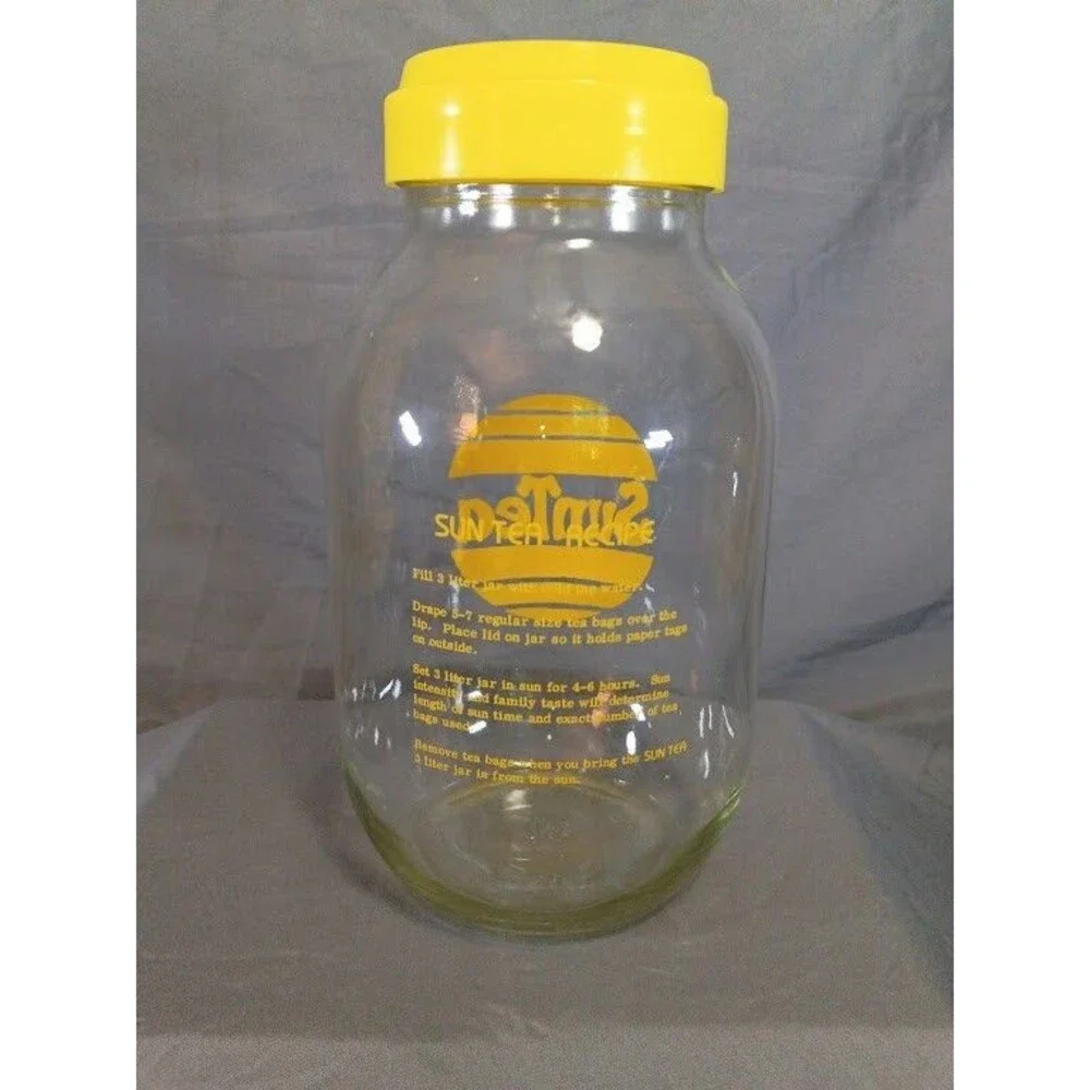 Sun Tea Ice Tea Recipe Vintage Carlton 3 Liter USAGlass Jar Yellow FREE SHIP!